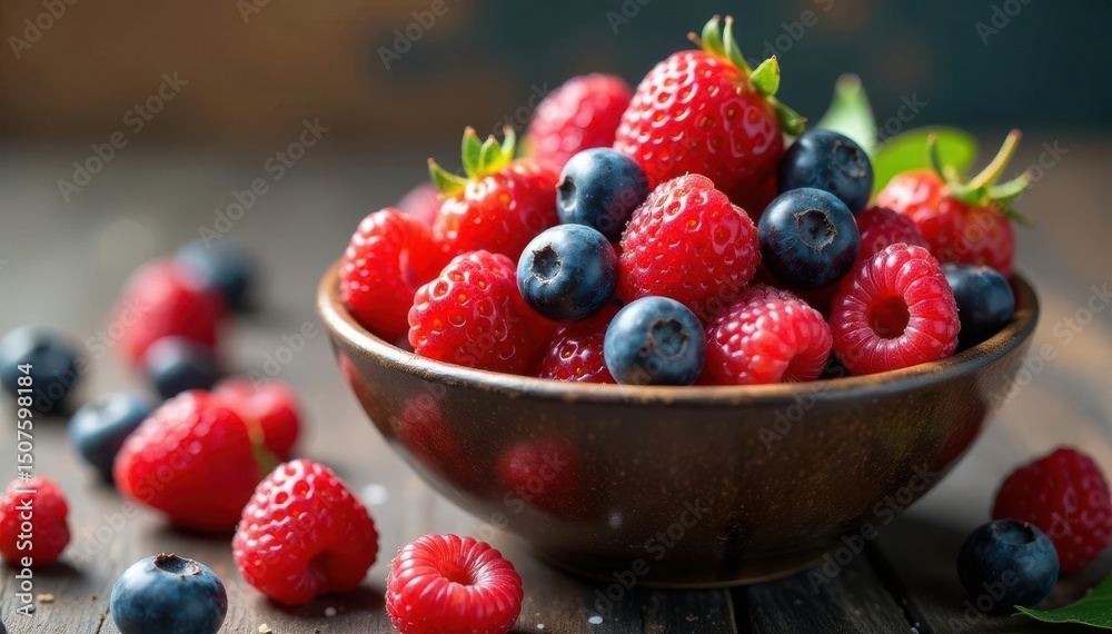 Bowl of vibrant fresh berries, juicy and plump , snack, blueberry, natural Bowl of vibrant fresh berries, juicy and plump , snack, blueberry, natural