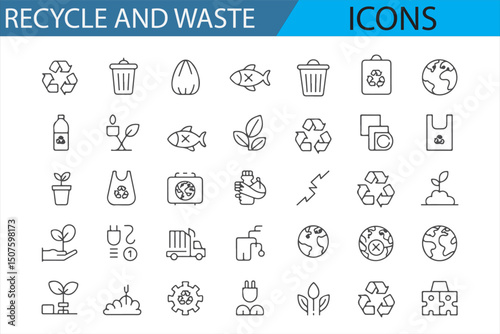 Vector Set of Recycling, Nature Conservation, and Waste Disposal
