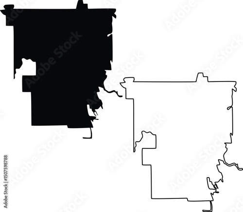Map of Bogalusa Louisiana USA Silhouette Flat and Outline Design