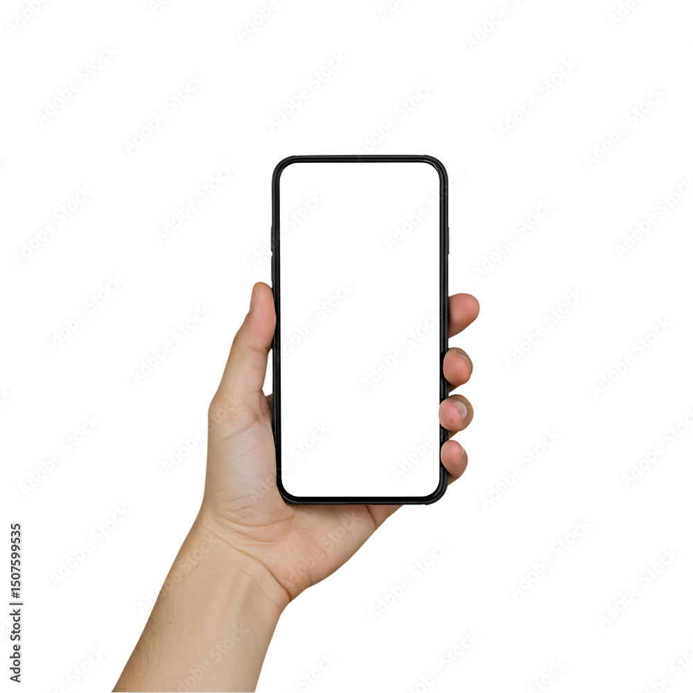 Hand Holding Smartphone with Blank Screen: Mobile App Presentation Mockup Hand Holding Smartphone with Blank Screen: Mobile App Presentation Mockup