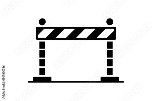 Road construction barrier safety sign black icon