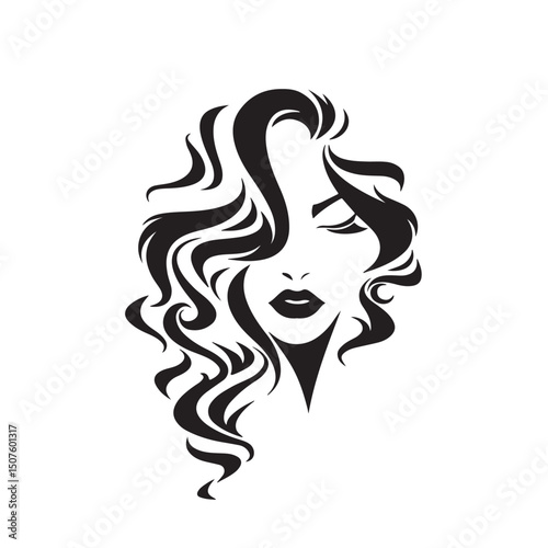 girl with long hair, silhouette of a woman