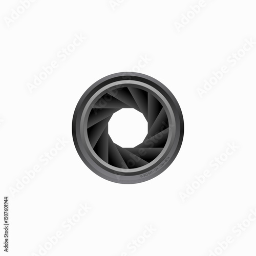 Camera lens shutter icon logo flat vector design
