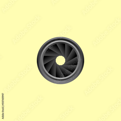 Camera lens shutter icon logo flat vector design