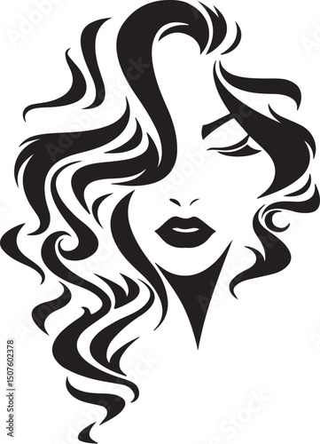 girl with long hair,silhouette of a woman