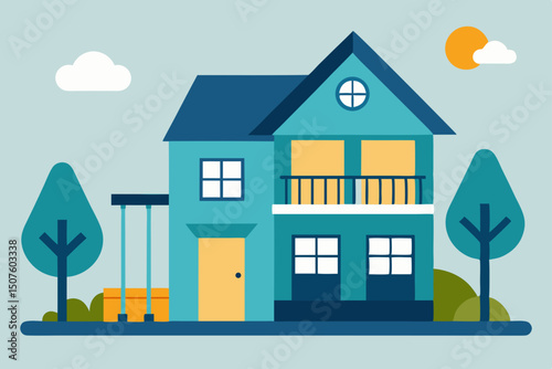 two story house with balcony garage and a front 