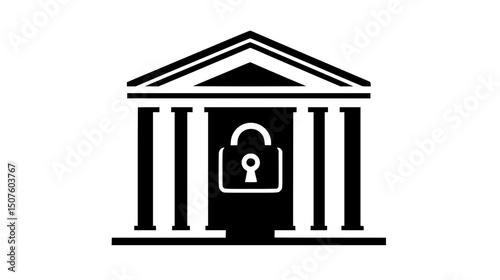Banking website with lock symbol, vector graphic
