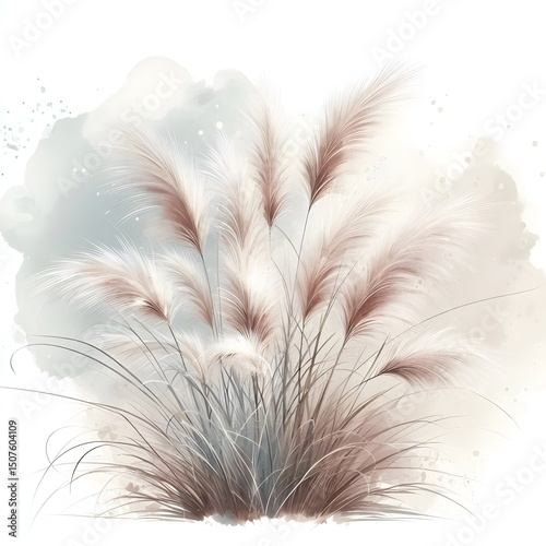 ornamental grass watercolor illustration