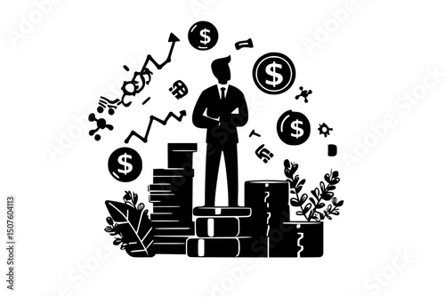 Cash reserve management plan, vector design