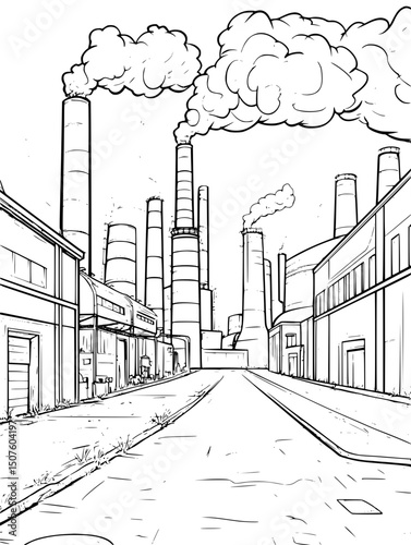 Clean air monitoring in industrial area, vector illustration