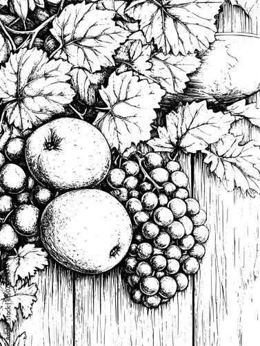 Community sharing leftover garden produce, black vector graphic