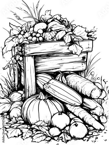 Compost system transforming food waste, vector graphic