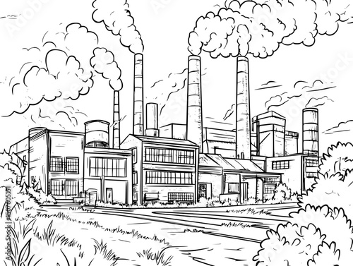 Factories closing amid economic standoff, vector graphic