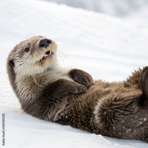 River Otter in Winter Wonderland: A Stunning Wildlife Photograph
