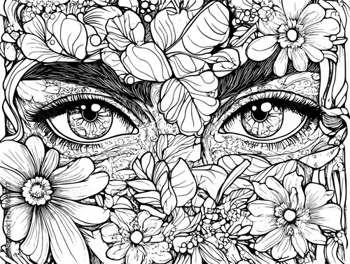 Hands harvesting under watchful eyes, vector illustration