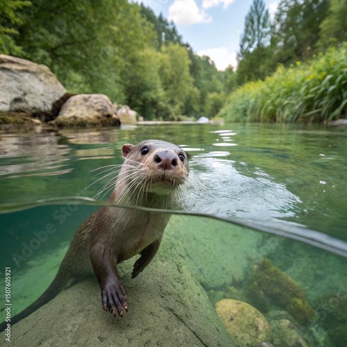 Otter Underwater: A Curious Glance from Crystal Clear Waters