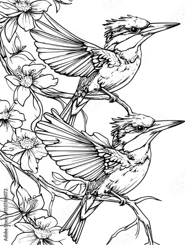 Kingfisher beak shapes train design, vector illustration