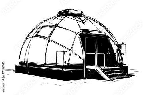 Methane capture dome technology, vector illustration