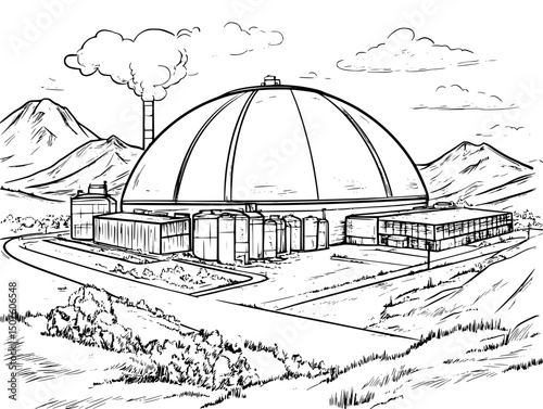 Methane capture dome technology, vector design