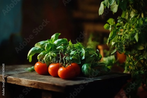 Fresh Vegetables and Herbs With a Glass of Water in a Cozy Kitchen Setting Du...