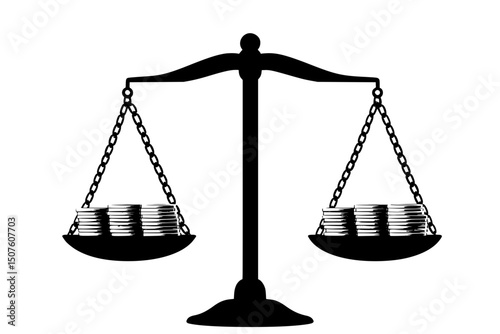 Scales weighing coins against services, vector illustration art