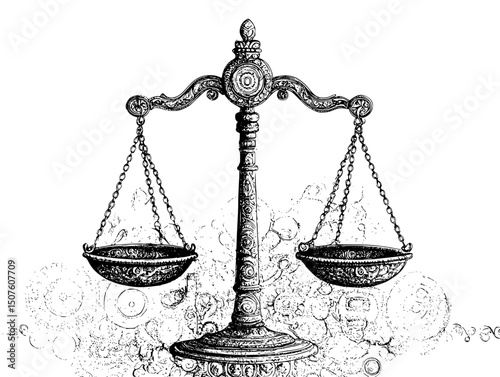 Scales weighing coins against services, vector graphic