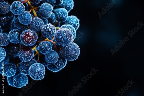 Fresh Blueberries With Droplets in a Close-Up Shot Showcasing Their Natural T...
