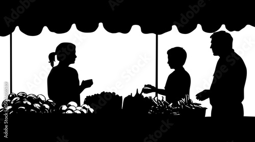 Trade agreements affecting local market vendors, vector graphic