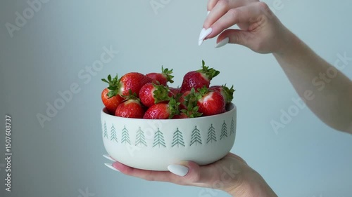 Strawberries in a white plate
