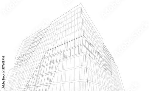 Architecture building 3d. Concept sketch.
