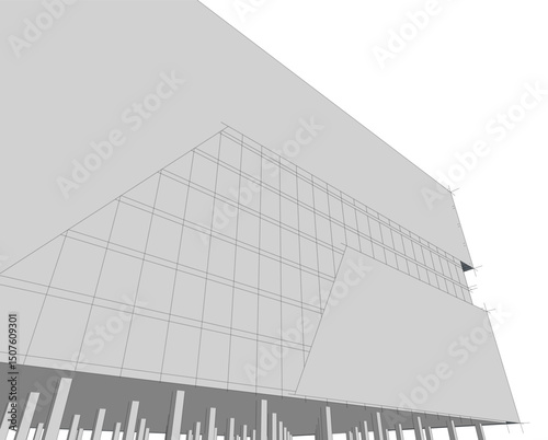 Architecture building 3d. Concept sketch.