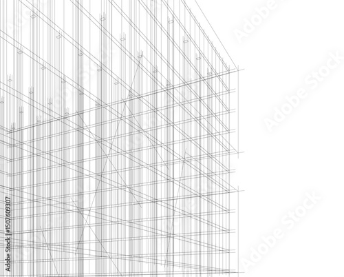 Architecture building 3d. Concept sketch.