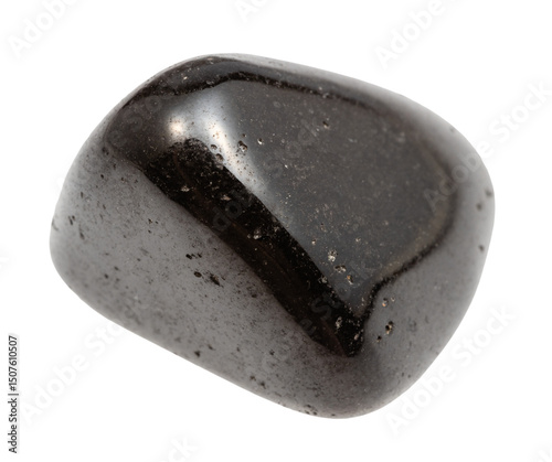 polished schorl black tourmaline mineral isolated photo