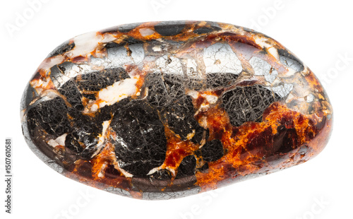 polished zincite and franklinite mineral isolated