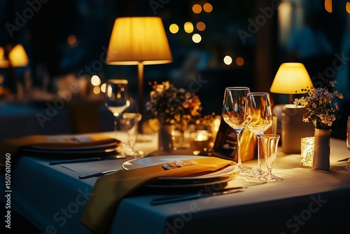 Romantic Outdoor Dining Setup by the River With Warm Lights and Floral Arrang...