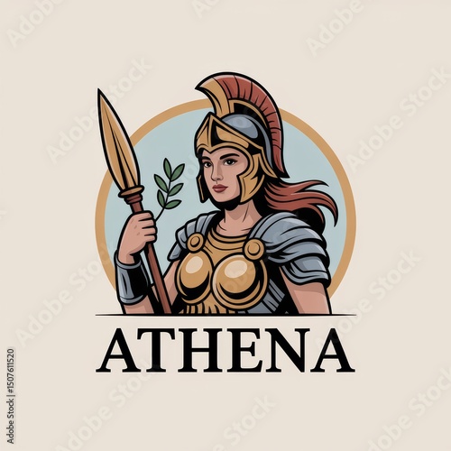 Athena: The Ancient Greek Warrior Goddess of Wisdom and Strength in Elegant Illustration - Art Depicting Iconic Mythological Figure