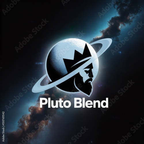 Modern Cosmic Graphic Design: Mystical Pluto and Saturn in a Starry Universe