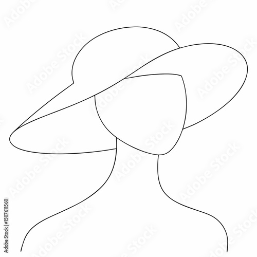  Female figure coloring page simple and minimal line art illustration on white background