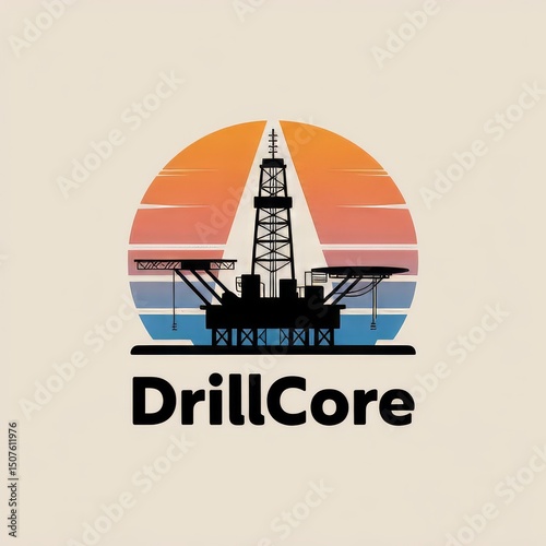 Modern Industrial Oil Rig Silhouette: Strategic Branding with Art Exploration and Renewable Energy Elements
