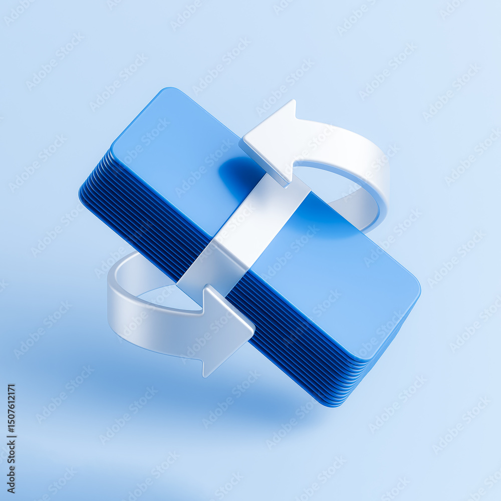 Obraz premium 3D Money Stack with Arrows – Digital Payment & Transaction Flow Concept