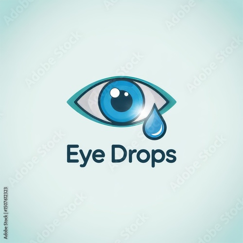 Eye Health Logo Design: Blue Droplet Symbol for Optometry and Medical Wellness