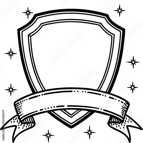 Elegant Heraldic Shield with Banner A Generated AI Design