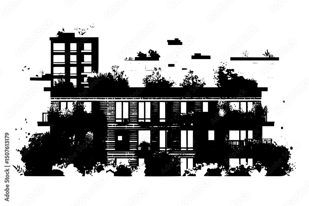Obraz premium Apartment rooftop growing food, vector illustration