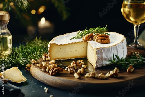 Delicious Cheese Platter With Nuts and Herbs for an Elegant Evening Gathering