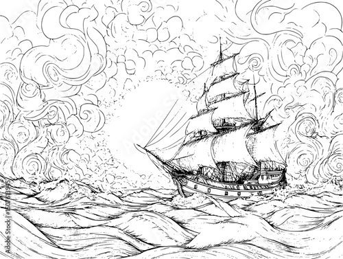 Cloud brightening machines at sea, vector design