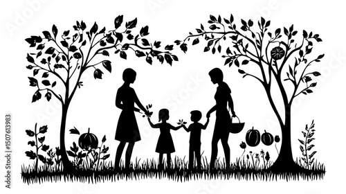 Community harvest sharing event, vector illustration