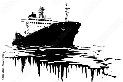 Export terminals beside melting ice, vector illustration