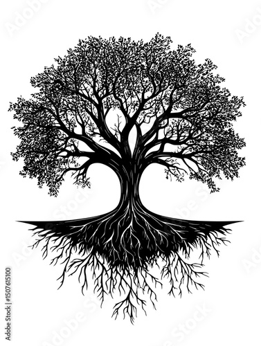 Family tree with inheritance paths, vector illustration