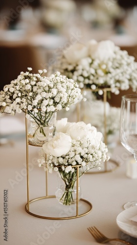 Elegant Floral Arrangements Enhance Dining Experience in a Stylish Setting