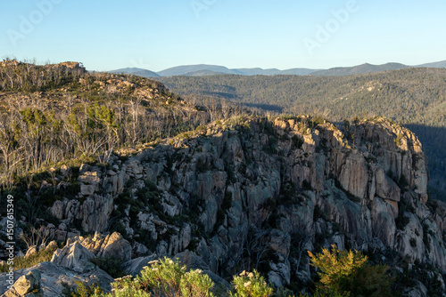 Scenic Granite Cliffs and Forested Landscape at Booroomba Rocks, Namadgi National Park, Australian Capital Territory, Australia
